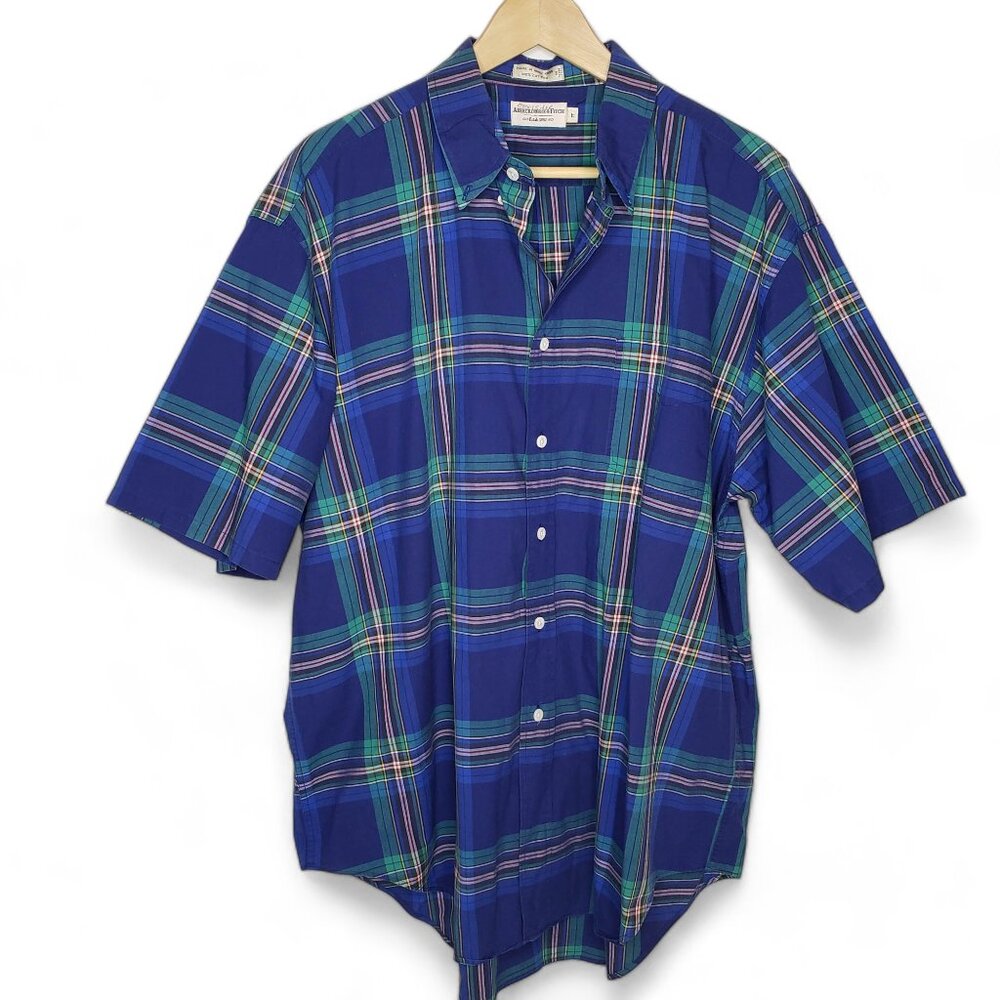 Abercrombie & Fitch Shirt Men's Y2K Button Down Collar Relaxed Fit Preppy Plaid